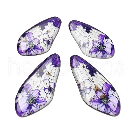 4Pcs Transparent Epoxy Resin Butterfly Wings Pendants RESI-C057-07C-1