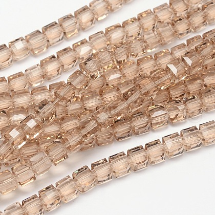 Faceted Cube Transparent Glass Beads Strands EGLA-E041-2mm-D02-1