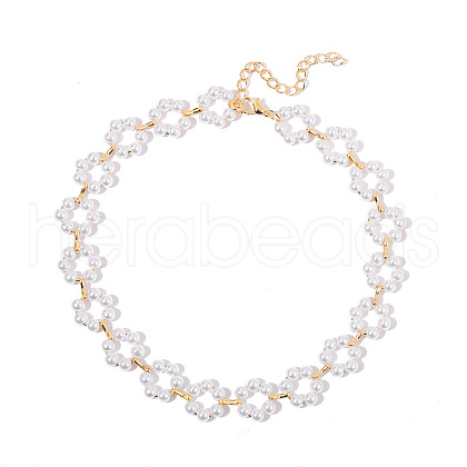 Alloy and Imitation Pearl Branch Choker Necklaces for Wedding Jewelry FS-WG4B46D-01-1