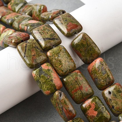 Natural Unakite Beads Strands G-S386-A02-1