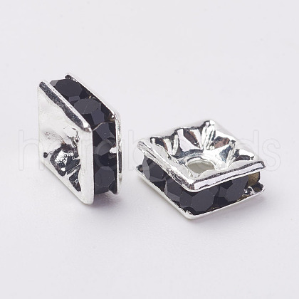 Brass Rhinestone Spacer Beads RB-A013-6x6-02S-1