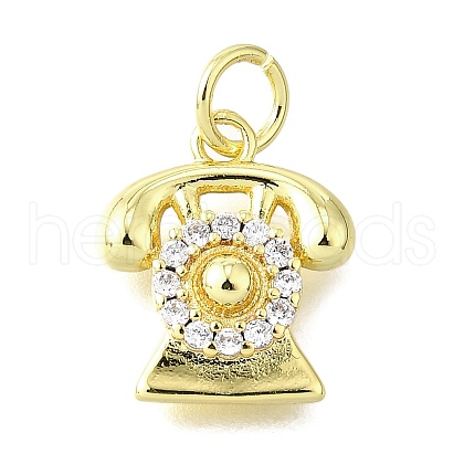Brass Micro Pave Cubic Zirconia Pendants KK-V007-24G-1