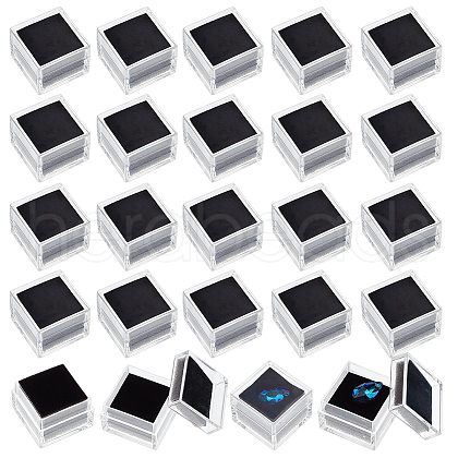 Olycraft 24Pcs Square Transparent Plastic Loose Diamond Box CON-OC0001-68B-1