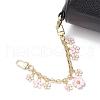 2Pcs 2 Styles Alloy Pink Enamel Flower Bowknot Pendant Cable Chain Purse Decorative Chains AJEW-BA00148-3
