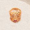 Hollow Geometric Heavy Duty Brass Pave Cubic Zirconia Adjustable Finger Rings for Women OI9044-4-1