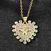 Brass Micro Pave Clear Cubic Zirconia Bee Heart Pendant Necklaces for Women NJEW-D311-01C-G-1