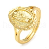 Oval with Saint Rack Plating Brass Adjustable Rings for Women RJEW-I105-03G-02-1