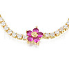 Cubic Zirconia Classic Tennis Necklace with Flower Links NJEW-N048-01E-3