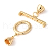 Brass Micro Pave Clear Cubic Zirconia Toggle Clasps KK-N254-77G-2