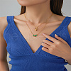 Synthetic Malachite Butterfly Pendant Necklace with Titanium Steel Chains SM4957-1-3