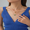 Synthetic Malachite Butterfly Pendant Necklace with Stainless Steel Chains SM4957-1-3