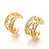 Brass Micro Pave Clear Cubic Zirconia Cuff Earrings EJEW-F370-17G-3