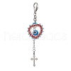 Handmade Evil Eye Lampwork & Glass Seed Beaded Heart Pendant Decorations HJEW-MZ00211-01-2