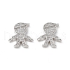 Brass Micro Pave Clear Cubic Zirconia Connetor Charms KK-E068-VB030-2