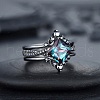 Rhombus Alloy Rhinestone Finger Ring Set for Women PW-WG51C17-01-2
