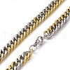 Two Tone Vacuum Plating 201 Stainless Steel Cuban Link Chain Necklace with 304 Stainless Steel Clasps for Men Women NJEW-M194-01B-GP-3