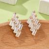 Rhombus Brass Micro Pave Clear Cubic Zirconia Stud Earrings for Women EJEW-G428-04G-1