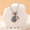 Alloy Colorful Rhinestone Pendant Necklaces for Kid FS-WG8D677-02-1