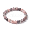 8.5mm Round Natural Pink Zebra Jasper Beaded Stretch Bracelets BJEW-JB10256-03-1