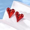 Heart Brass Enamel Stud Earrings EJEW-S274-01G-3