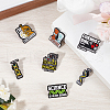 SUNNYCLUE 7Pcs 7 Styles Bioscience Theme Black Zinc Alloy Brooches JEWB-SC0001-50-4
