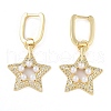 Brass Micro Pave Clear Cubic Zirconia ABS Pearl Hoop Earrings for Women EJEW-S225-17G-1