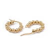 201 Stainless Steel Round Beaded Hoop Earrings with 304 Stainless Steel Pins for Women EJEW-B016-01B-G-2