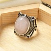 Natural Rose Quartz Adjustable Rings X-RJEW-I108-02AS-03-2