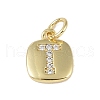 Rack Plating Brass Micro Pave CLear Cubic Zirconia Charms KK-E110-14G-T-1
