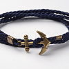 Two Loops Polyester Cord Wrap Bracelets BJEW-M193-08-2