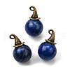 Natural Lapis Lazuli Round Pendants with Alloy Witch Hat G-D311-01AB-02-1