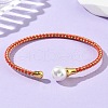 Steel Wire Ring & Copper Buckle & Plastic Pearl Bangles BJEW-S177-01-2