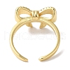 Bowknot Brass Micro Pave Clear Cubic Zirconia Open Cuff Rings for Women RJEW-C098-05G-3