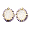 Rack Plating Brass Micro Pave Cubic Zirconia & Shell Pendants KK-G488-18G-05-1