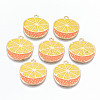Light Gold Plated Alloy Enamel Pendants X-ENAM-T011-28KC-RS-1