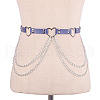 Heart Alloy Curb Chain with Imitation Leather Tassel Waist Chains FS-WGCEF59-06-1