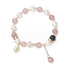 Natural Strawberry Quartz and Shell Pearl Beads Stretch Bracelets BJEW-JB11823-2