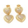 Rack Plating Brass Micro Pave Clear Cubic Zirconia Stud Dangle Earrings for Women EJEW-G394-01B-G-1