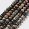 Round Natural Dendritic Jasper Beads Strands G-I176-06-8mm-01-1