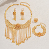 Alloy Hollow Flower Tassel Bracelets & Earrings & Necklaces & Rings Sets for Women LH7675-3