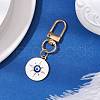 Flat Round with Evil Eye Alloy Enamel Pendant Decorations HJEW-JM02408-02-2