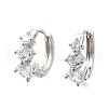 Brass Micro Pave Clear Cubic Zirconia Hoop Earrings EJEW-Z121-06P-4