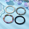4Pcs Constellation 8mm Round Natural Dalmation Jasper & White Jade Imitation Tourmaline BJEW-JB10640-2