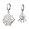Halloween Spider Web & Spider Tibetan Style Alloy Dangle Earrings EJEW-JE05852-1-1