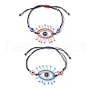 2Pcs 2 Color Horse Eye Glass Seed Beaded Link Bracelet Sets BJEW-MZ00074-1