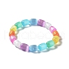 Dyed Natural Selenite Column Beaded Stretch Bracelet for Women BJEW-I312-03-1