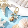 Spiral Shell & Synthetic Turquoise Starfish Pendant Decorations HJEW-JM03171-05-1