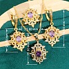 Flower Brass Pave Cubic Zirconia Pendant Necklaces & Earring & Ring & Link Bracelets Sets for Women FS-WG51B69-02-2