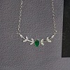 Branch with Oval Brass Cubic Zirconia Pendant Necklaces for Women FS-WG08EC3-01-1
