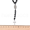 Black Glass Beaded Rosary Bead Necklaces NJEW-F336-01P-5